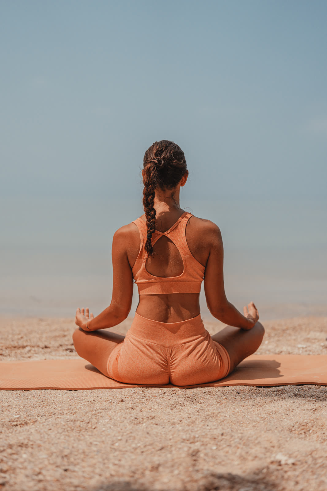 Seated meditation facing the sea